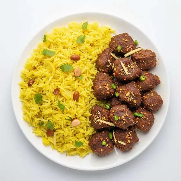 Tala Hua Gosht With Lemon Rice
